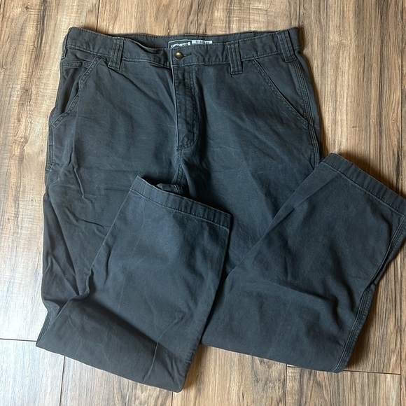 2 Pairs Carhartt Rugged Flex Relaxed Fit Canvas Work Pants Khaki Men Size 36x30 - Picture 12 of 13